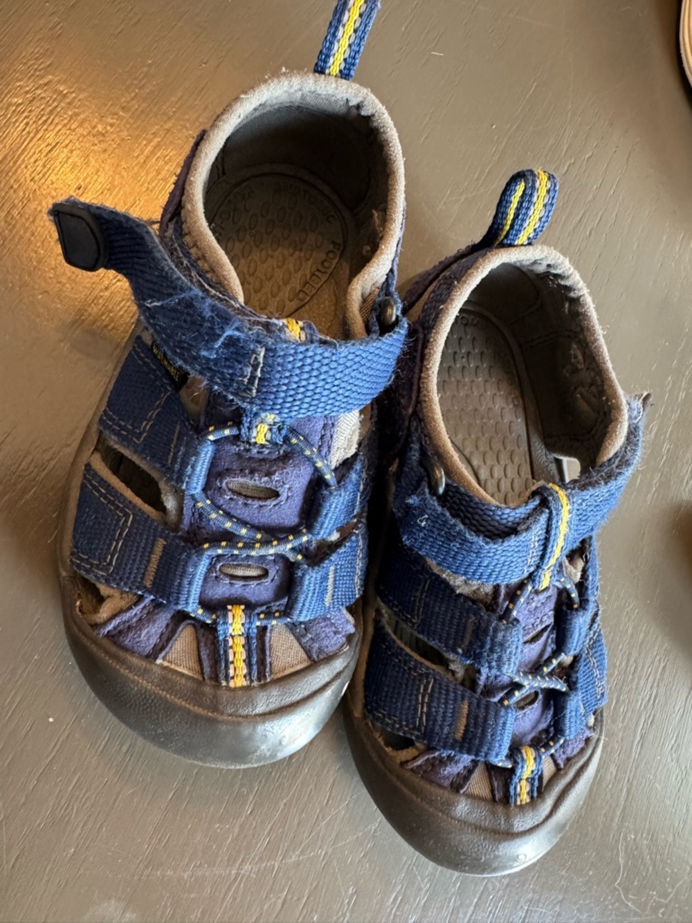 Keen Navy Blue Kids Closed-Toe Sandals with Yellow Accent